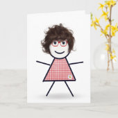 Birthday Stick Girl voor zuster Kaart (Gele Bloem)