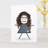 Birthday Stick Girl voor zuster Kaart (Gele Bloem)