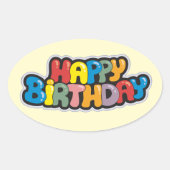 Birthday Sticker met gekleurde tekst (Voorkant)
