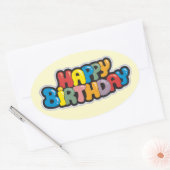 Birthday Sticker met gekleurde tekst (Envelop)