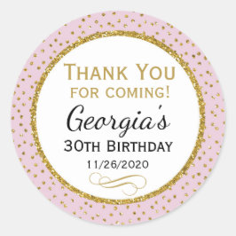Birthday Sticker Roze Gold Hartelijk dank voor de 