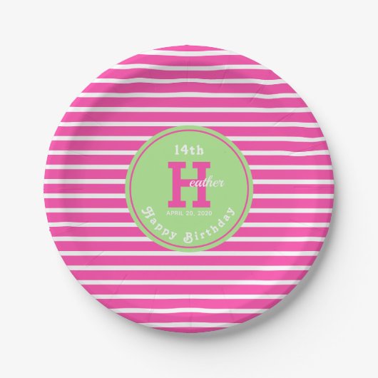Birthday Stripes Pink ⎮ Witboek Bord (Voorkant)