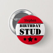 Birthday Stud Personalized Ronde Button 5,7 Cm (Voorkant /achterkant)