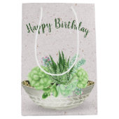 Birthday Succulent Plant op Terrazzo Medium Cadeauzakje (Voorkant)