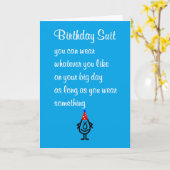 Birthday Suit, een grappig Happy Birthday gedicht Kaart (Gele Bloem)