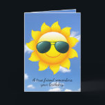 birthday sun with sunglasses on sun with sky kaart<br><div class="desc">sunglasses on sun with summer sky background for friend's birthday</div>