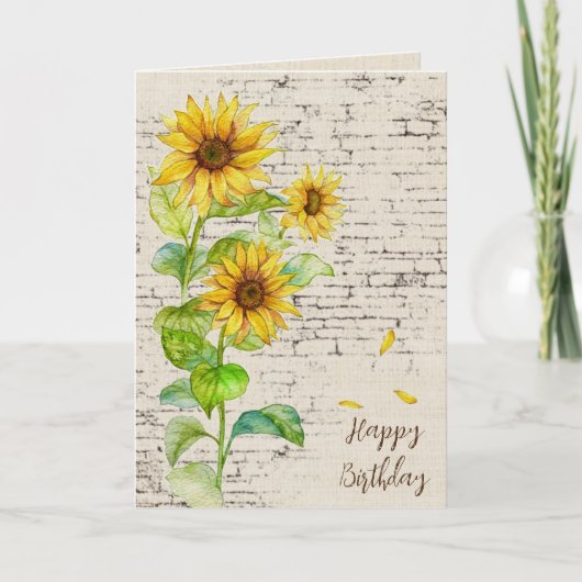 Birthday Sunflower Bouquet op Brick Kaart (Voorkant)