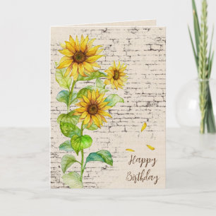 Birthday Sunflower Bouquet op Brick Kaart