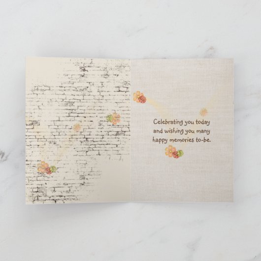 Birthday Sunflower Bouquet op Brick Kaart (Binnen)