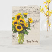 Birthday Sunflower Bouquet op Brick Kaart (Gele Bloem)