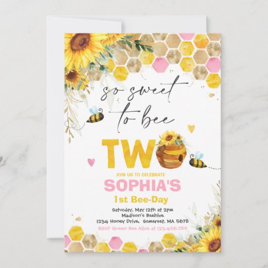 Birthday Sunflower Honey Bee Birthday Party Kaart (Voorkant)