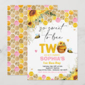 Birthday Sunflower Honey Bee Birthday Party Kaart (Voorkant / Achterkant)