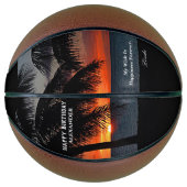Birthday Sunset Ocean Tropical Palms personalisere Basketbal (Voorkant)