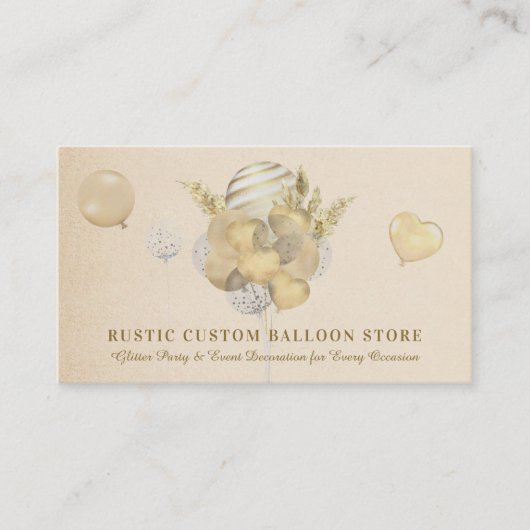 Birthday Supplies Ballon Gold Beige Visitekaartje (Voorkant)