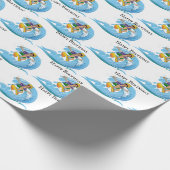 Birthday Surfer op Blue Wave Cadeaupapier (Hoek)