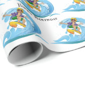 Birthday Surfer op Blue Wave Cadeaupapier (Rol Hoek)