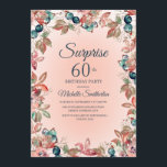 Birthday Surprise 60th Women Pink Blauwgroen Flora Kaart<br><div class="desc">Elegant botanisch roze en blauwgroen waterverf bloemen en verlaat tuinthema 60ste verrassingsverjaardagsfeestdag voor vrouwen. Prachtig voor een feestdag elk jaar,  maar perfect geschikt voor de herfst. De tekst,  de doopvont,  de doopvontgrootte en de kleur zijn volledig klantgericht,  zodat kan deze kaart voor om het even welke leeftijd worden aangepast.</div>
