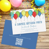 Birthday Surprise Party Balloons QR-code Facebook Kaart