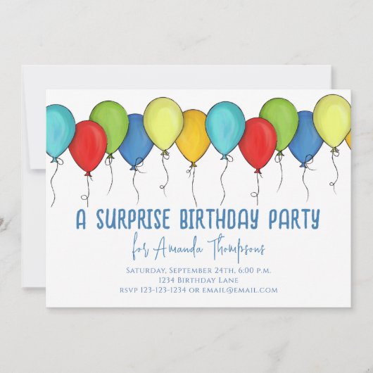 Birthday Surprise Party Balloons QR-code Facebook Kaart (Voorkant)