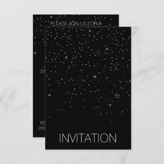 Birthday Surprise Party Invitation Vip Silver Kaart (Voorkant / Achterkant)
