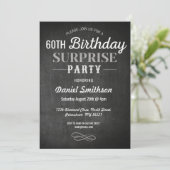 Birthday Surprise Rustic Chalk Mannen Womens Invit Kaart (Staand voorkant)