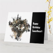 Birthday Sweeat Wild Thing Wolf Humor Art Kaart (Gele Bloem)