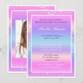 Birthday Sweet 16Afstuderen Roze Paarse Confetti Kaart (Voorkant / Achterkant)