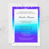 Birthday Sweet 16th Afstuderen Blue Gold Confetti Kaart (Voorkant)