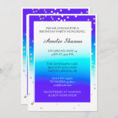 Birthday Sweet 16th Afstuderen Blue Gold Confetti Kaart (Voorkant / Achterkant)