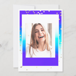 Birthday Sweet 16th Afstuderen Blue Gold Confetti Kaart