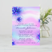 Birthday Sweet 16th Holographic Blue Pink Kaart (Staand voorkant)