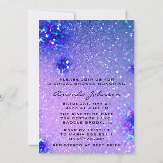 Birthday Sweet 16th Holographic Glitter Wedding Kaart (Voorkant)