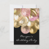 Birthday Sweet 16th roze goud ballons zwart Kaart (Achterkant)