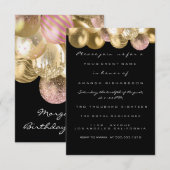 Birthday Sweet 16th roze goud ballons zwart Kaart (Voorkant / Achterkant)