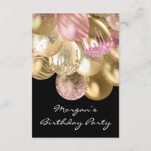 Birthday Sweet 16th roze goud ballons zwart Kaart