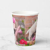 Birthday Sweet Baby Pugs Floral Party Papieren Bekers (Rechts)