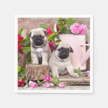 Birthday Sweet Baby Pugs Floral Party