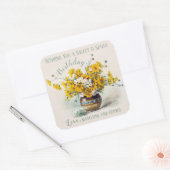 Birthday Sweet & Sunny De Longpre bloemen CC1015 Vierkante Sticker (Envelop)