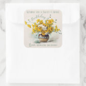 Birthday Sweet & Sunny De Longpre bloemen CC1015 Vierkante Sticker (Tas)