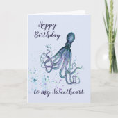 Birthday Sweetheart Fun Romantic Octopus Humor Kaart (Voorkant)