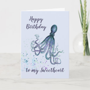 Birthday Sweetheart Fun Romantic Octopus Humor Kaart