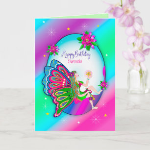 Birthday Sweetie Magical Colorful Butterfly Fairy Kaart