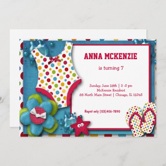 Birthday Swim Suit Kaart (Voorkant / Achterkant)