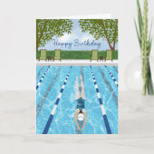 Birthday Swimming Laps Fun Kaart (Voorkant)
