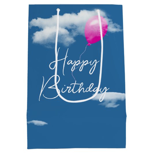 Birthday Swing Hanging From a Cumulus Cloud Medium Cadeauzakje (Achterkant)