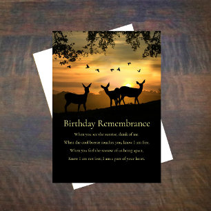 Birthday Sympathy Remembrance with Deer and Poem Kaart