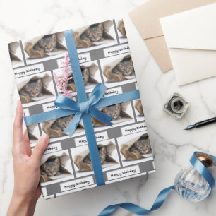 Birthday Tabby Cat in papiertas Cadeaupapier