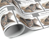 Birthday Tabby Cat in papiertas Cadeaupapier (Rol Hoek)