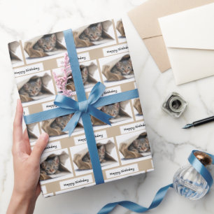 Birthday Tabby Cat in papiertas Cadeaupapier