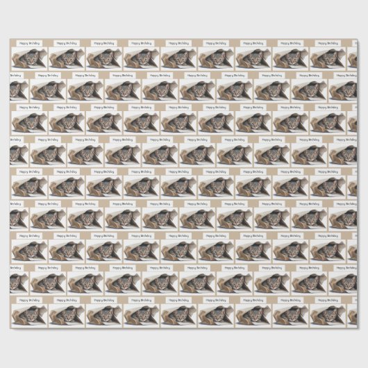 Birthday Tabby Cat in papiertas Cadeaupapier (Vlak)
